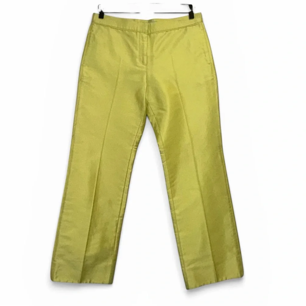 VALENTINO Mikado Silk Blend Pants Chartreuse Yellow Green IT40 US4 NWT ⚪️ - Picture 4 of 14